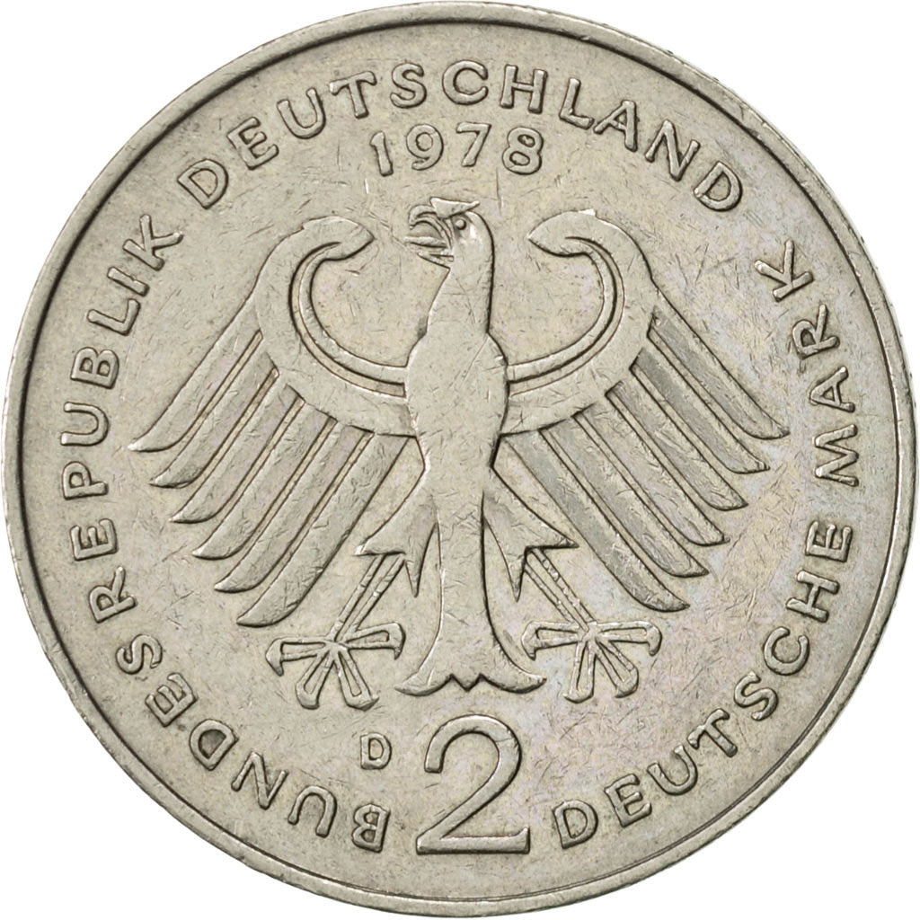 Coin, GERMANY - FEDERAL REPUBLIC, 2 Mark, 1978, Munich, AU(50-53), Copper-Nickel