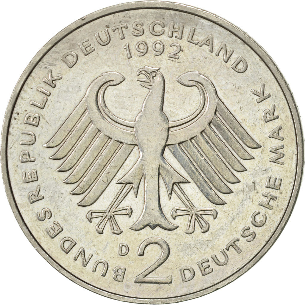 Monnaie, République fédérale allemande, 2 Mark, 1992, Munich, TTB+