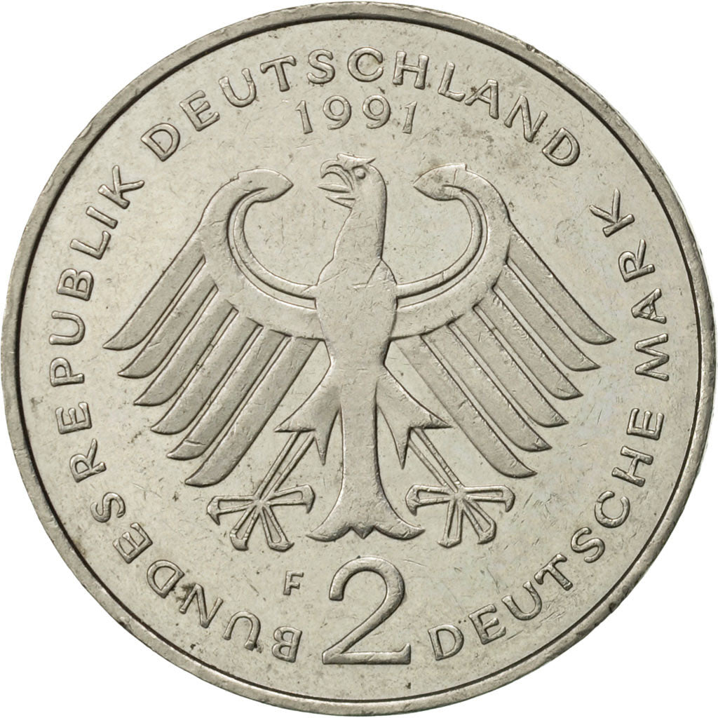 Coin, GERMANY - FEDERAL REPUBLIC, 2 Mark, 1991, Stuttgart, AU(55-58)