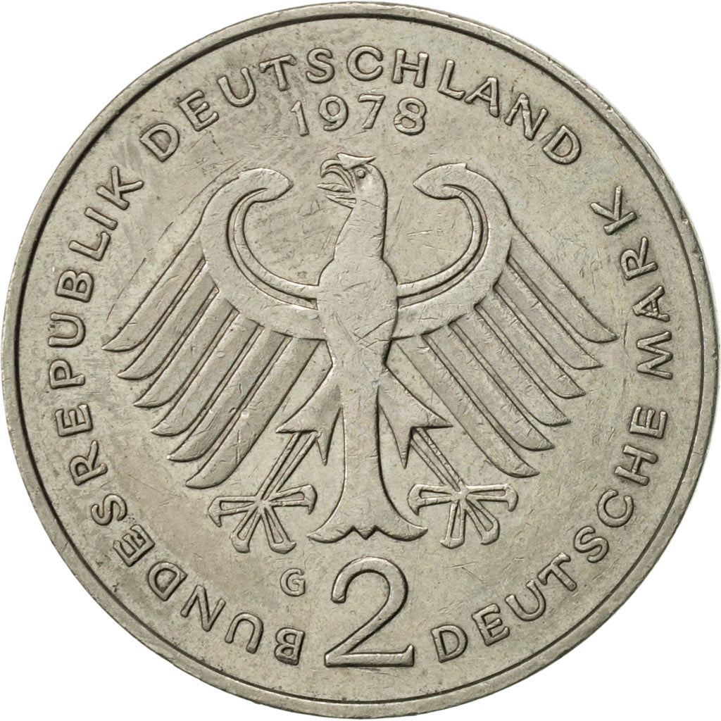 Moneta, GERMANIA - REPUBBLICA FEDERALE, 2 Mark, 1978, Karlsruhe, BB+, Nichel