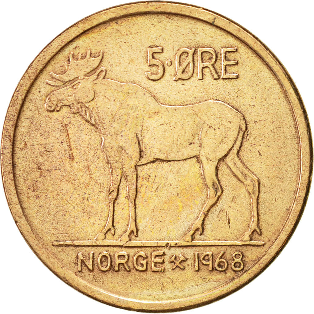Monnaie, Norvège, Olav V, 5 Öre, 1968, TTB+, Bronze, KM:405