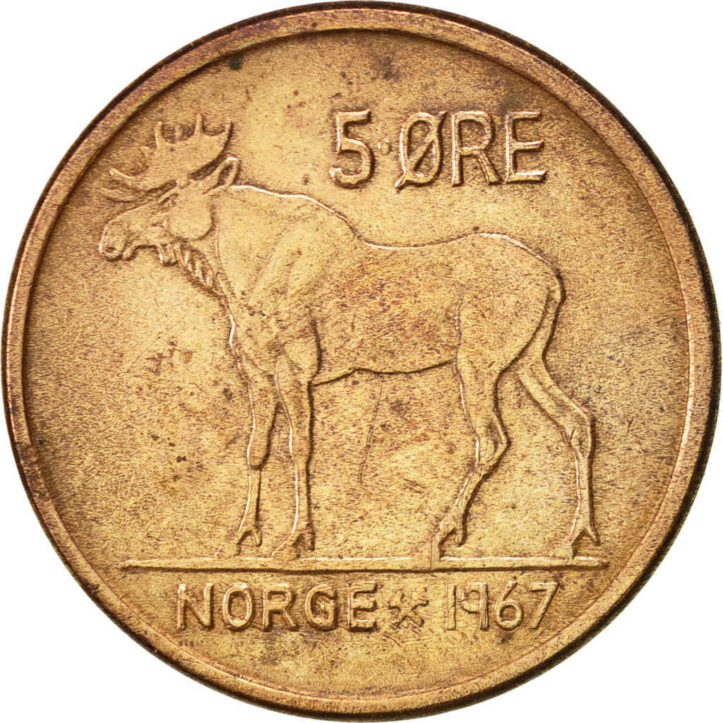 Monnaie, Norvège, Olav V, 5 Öre, 1967, TTB, Bronze, KM:405
