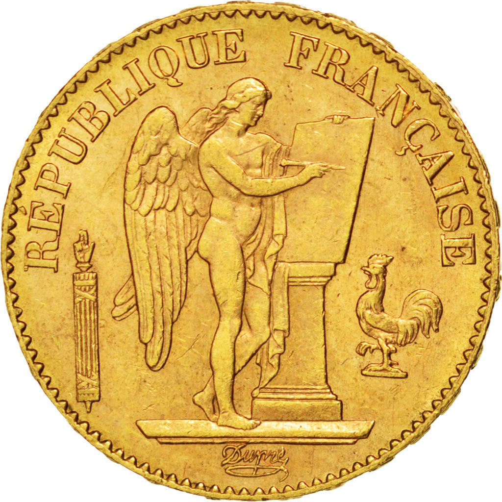 FRANCE, Génie, 20 Francs, 1896, Paris, KM #825, AU(55-58), Gold, Gadoury #1063, 