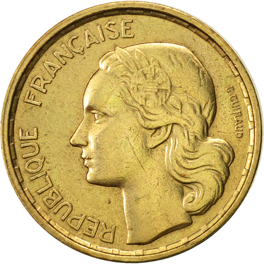 Frankreich, Guiraud, 10 Francs, 1957, Paris, SS+, Aluminum-Bronze, KM:915.1