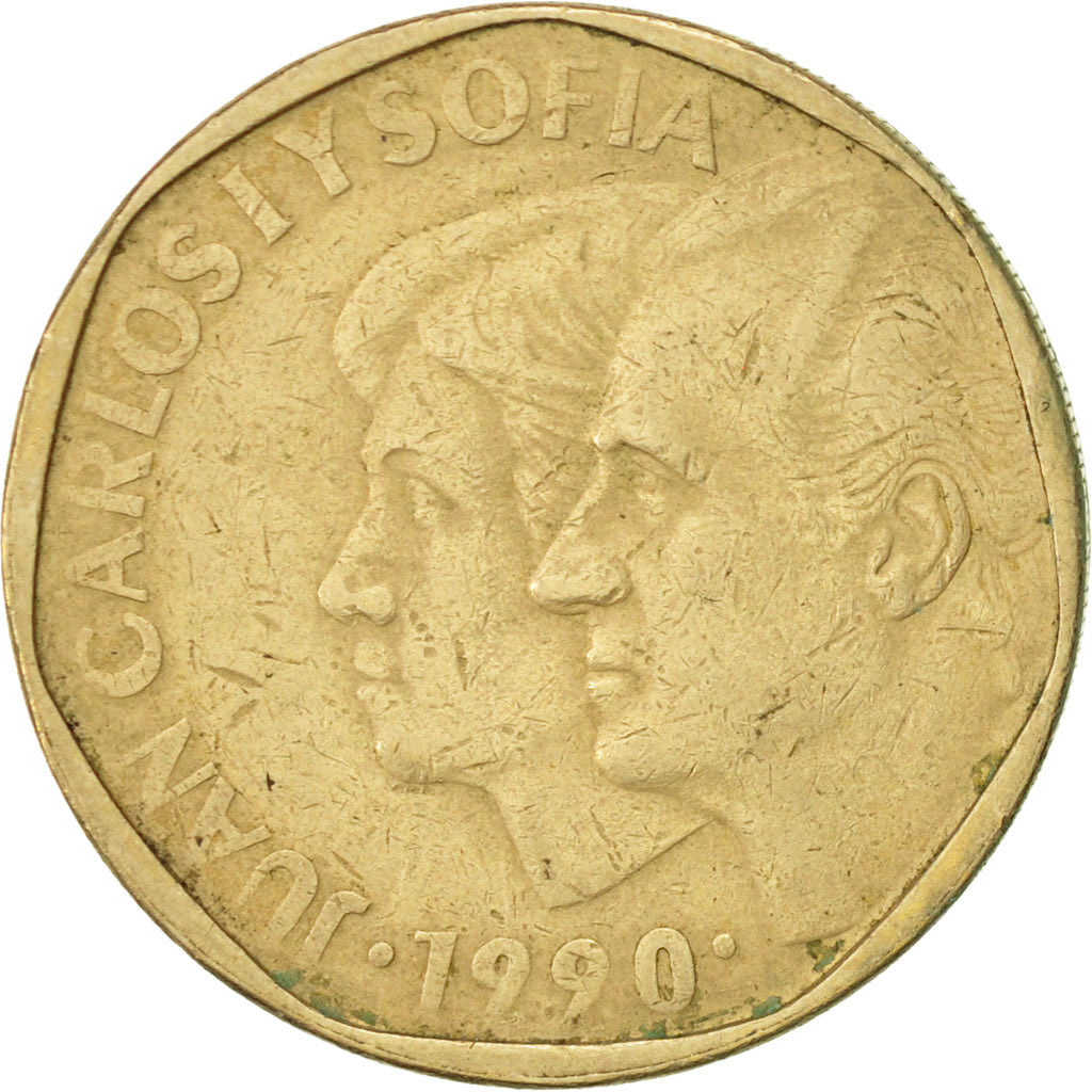 Moneda, España, Juan Carlos I, 500 Pesetas, 1990, MBC, Aluminio - bronce