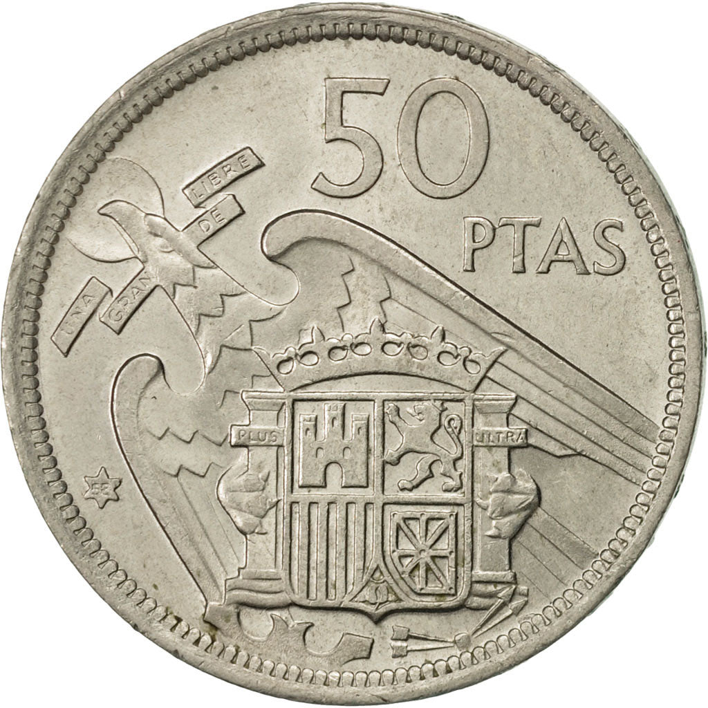 Monnaie, Espagne, Caudillo and regent, 50 Pesetas, 1958, TTB+, Copper-nickel