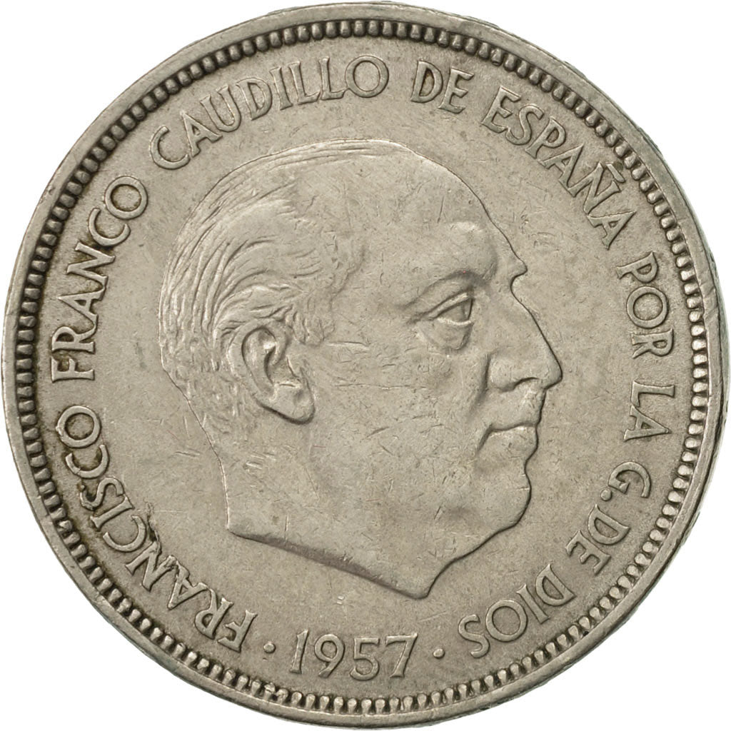Coin, Spain, Caudillo and regent, 50 Pesetas, 1971, AU(50-53), Copper-nickel