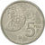 Moneda, España, Juan Carlos I, 5 Pesetas, 1981, MBC+, Cobre - níquel, KM:817