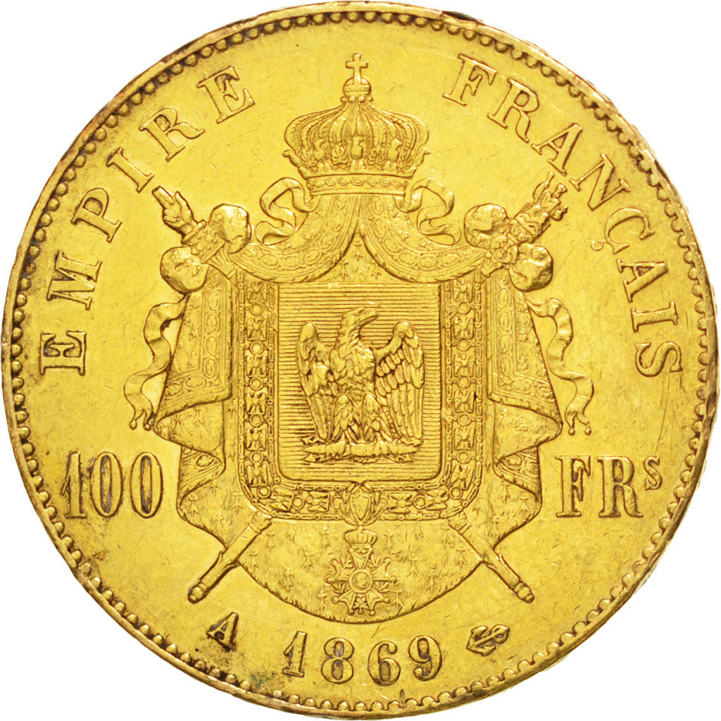 FRANCE, Napoléon III, 100 Francs, 1869, Paris, KM #802.1, AU(50-53), Gold, G...