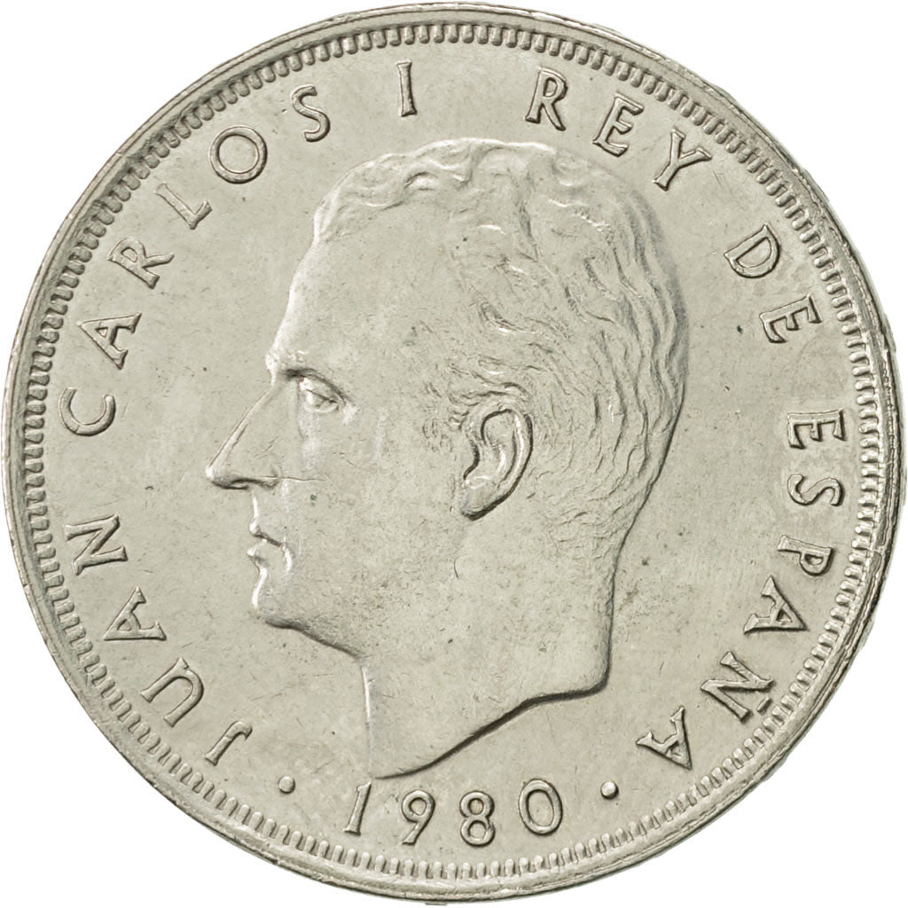 Coin, Spain, Juan Carlos I, 25 Pesetas, 1980, AU(55-58), Copper-nickel, KM:818
