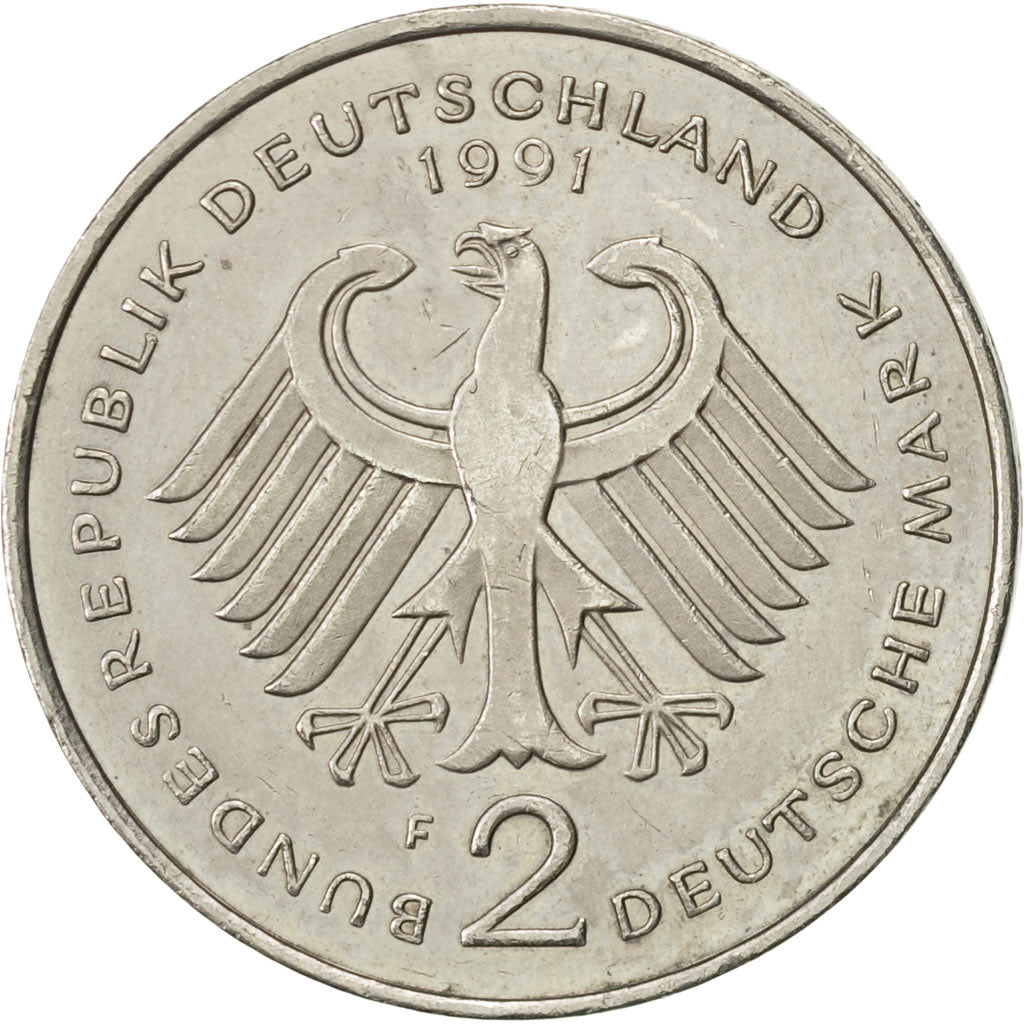 Coin, GERMANY - FEDERAL REPUBLIC, 2 Mark, 1991, Stuttgart, AU(50-53)