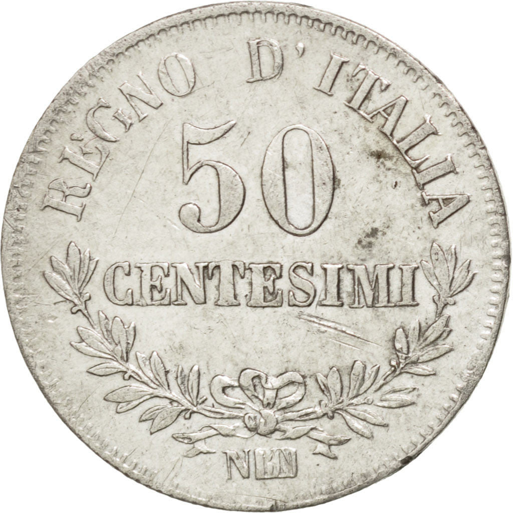 Moneta, Italia, Vittorio Emanuele II, 50 Centesimi, 1863, Naples, BB+, Argento