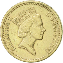 Great Britain, Elizabeth II, Pound, 1991, AU(50-53), Nickel-brass, KM:946