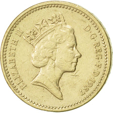 Great Britain, Elizabeth II, Pound, 1987, AU(50-53), Nickel-brass, KM:948