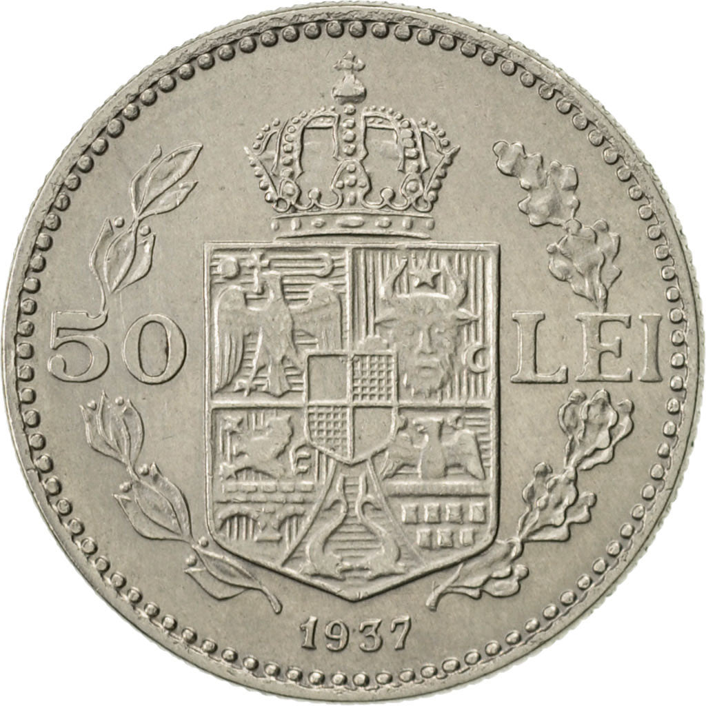 Romania, Carol II, 50 Lei, 1937, SPL-, Nichel, KM:55