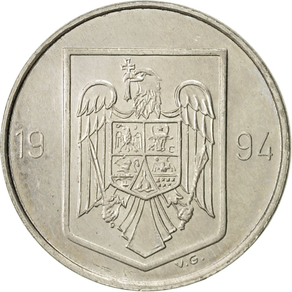 Romania, 10 Lei, 1994, AU(55-58), Nickel Clad Steel, KM:116