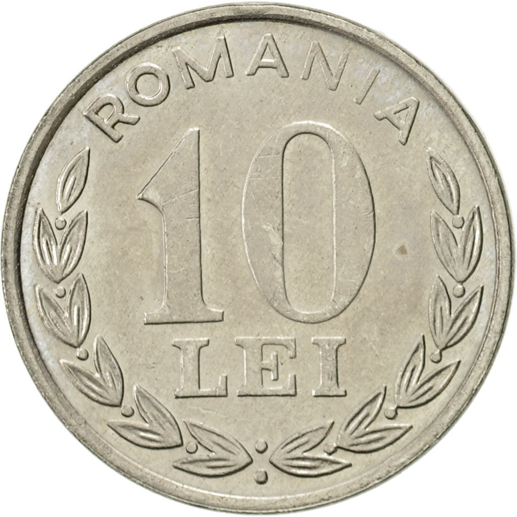 Romania, 10 Lei, 1994, AU(55-58), Nickel Clad Steel, KM:116