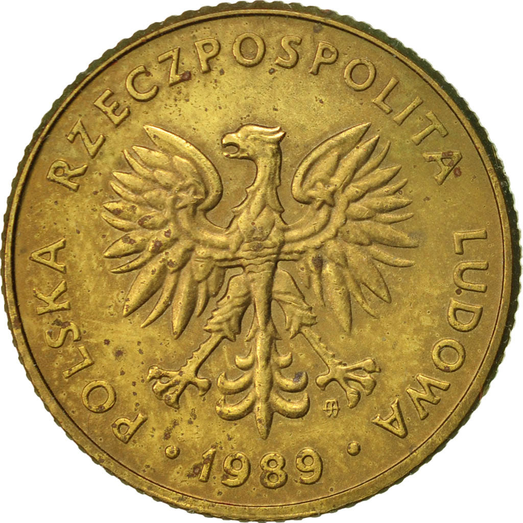 Coin, Poland, 10 Zlotych, 1989, Warsaw, EF(40-45), Brass, KM:152.2