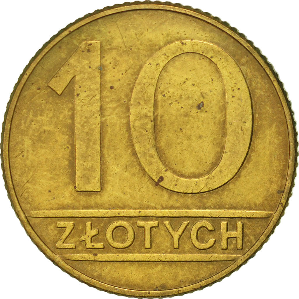 Coin, Poland, 10 Zlotych, 1989, Warsaw, EF(40-45), Brass, KM:152.2