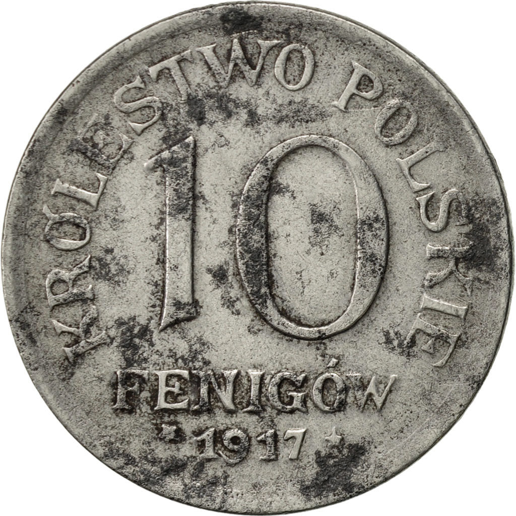 Poland, 10 Fenigow, 1917, Stuttgart, Germany, EF(40-45), Iron, KM:6