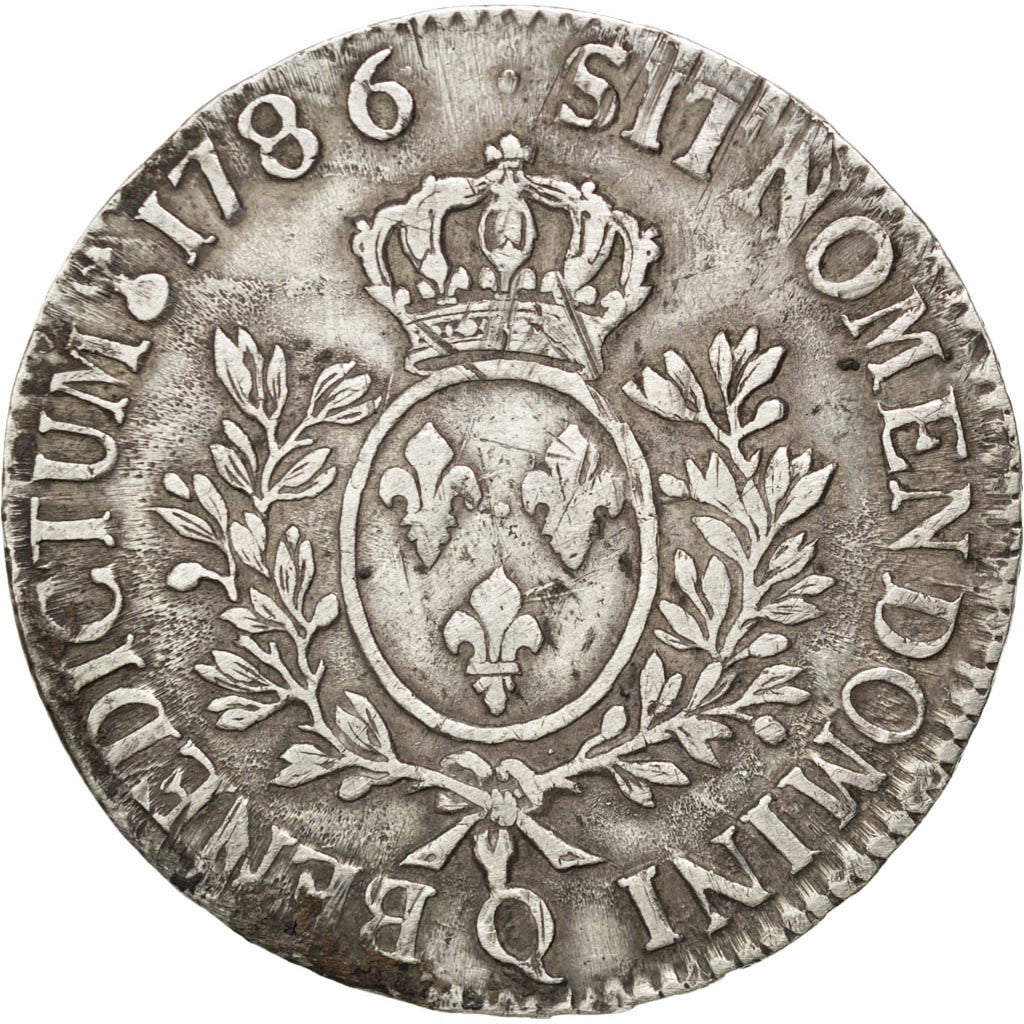 FRANCE, Écu aux branches d'olivier, ECU, 1786, Perpignan, KM #564.13, AU(50-53),