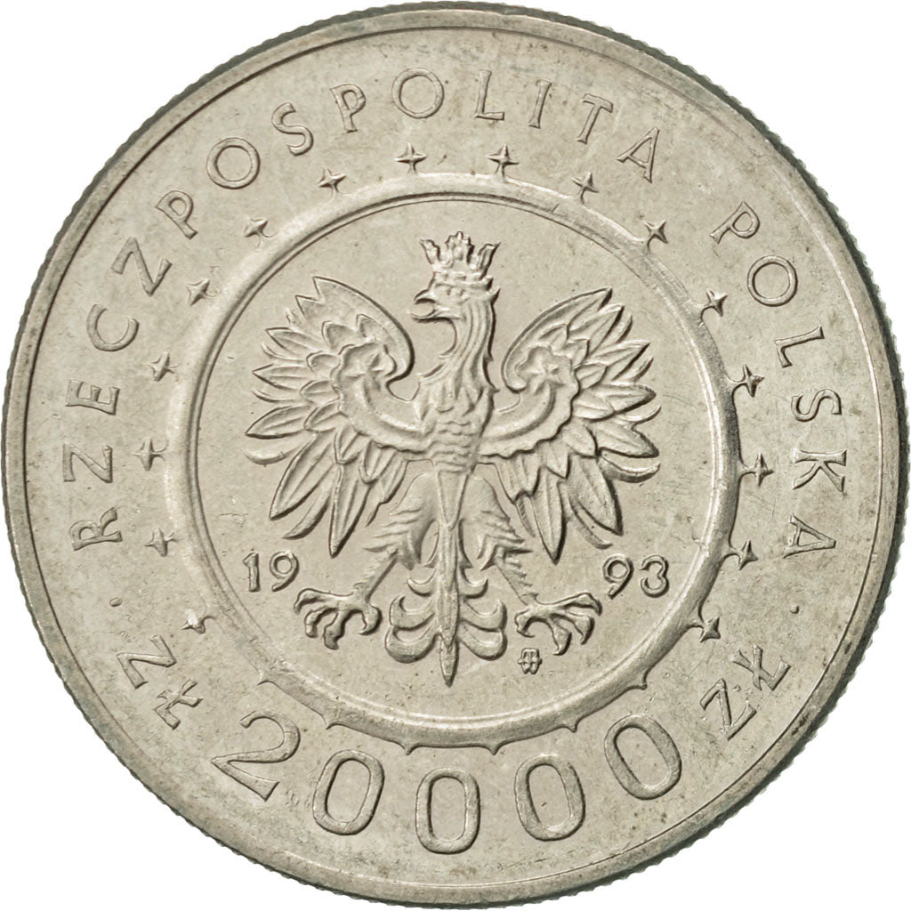 Coin, Poland, 20000 Zlotych, 1993, Warsaw, AU(50-53), Copper-nickel, KM:244