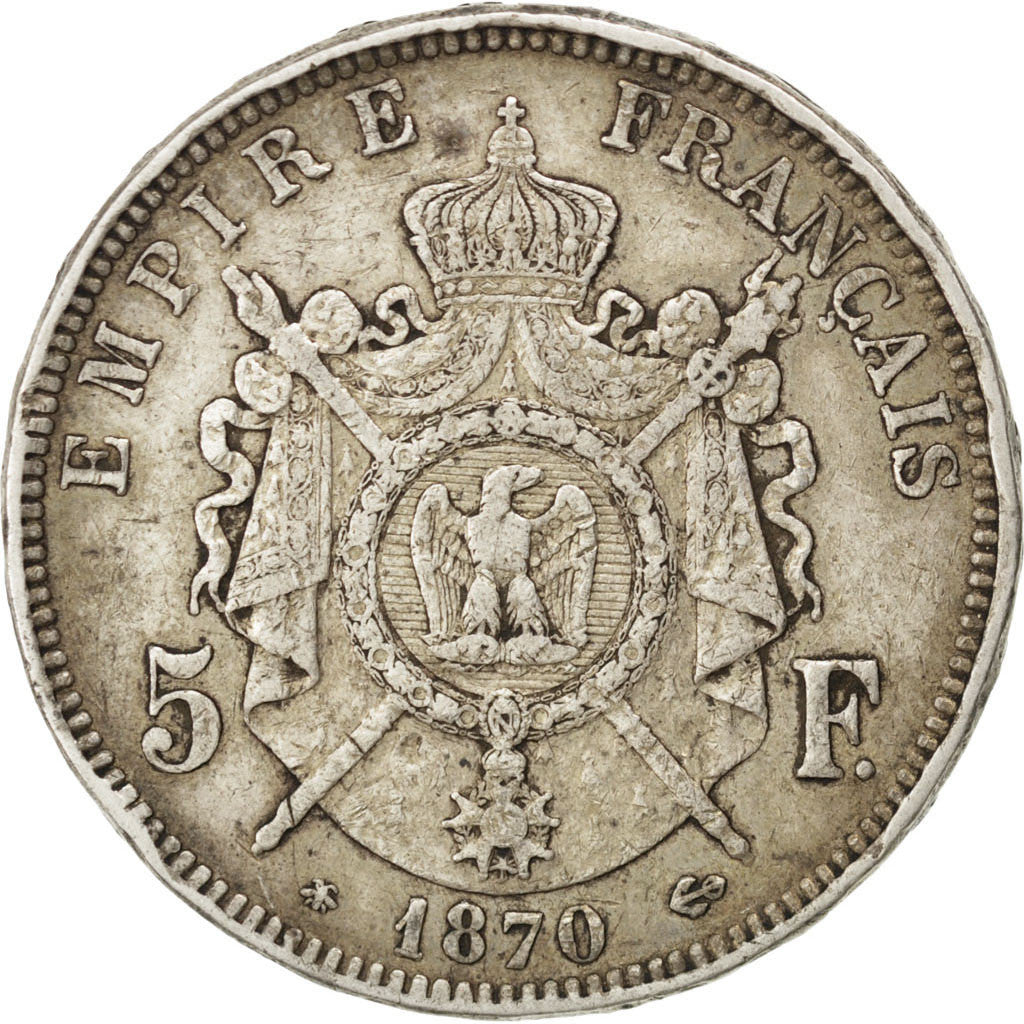Coin, France, Napoleon III, Napoléon III, 5 Francs, 1870, Paris, EF(40-45)