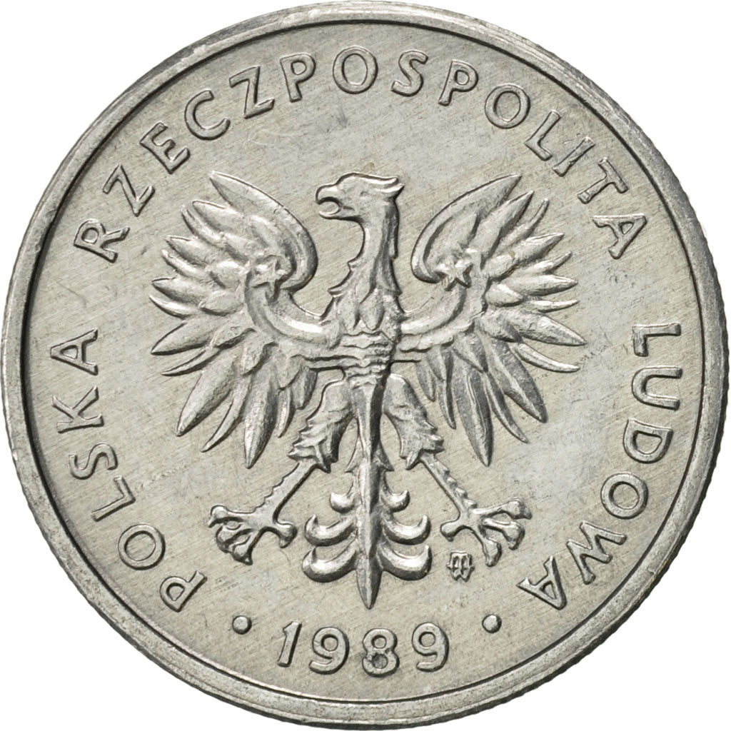 Moneta, Polska, 5 Zlotych, 1989, Warsaw, AU(55-58), Aluminium, KM:81.3