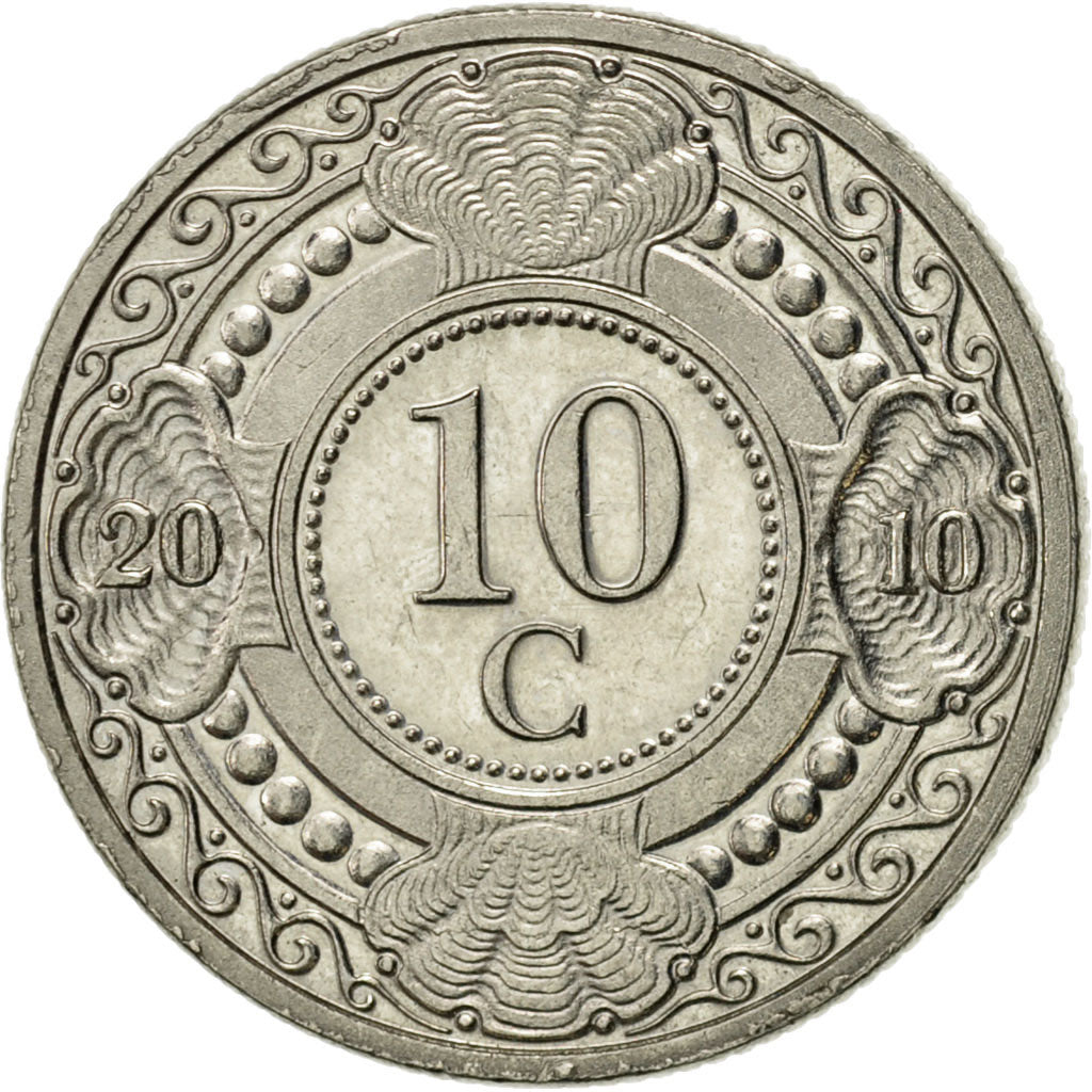 Coin, Netherlands Antilles, Beatrix, 10 Cents, 2010, MS(63), Nickel Bonded