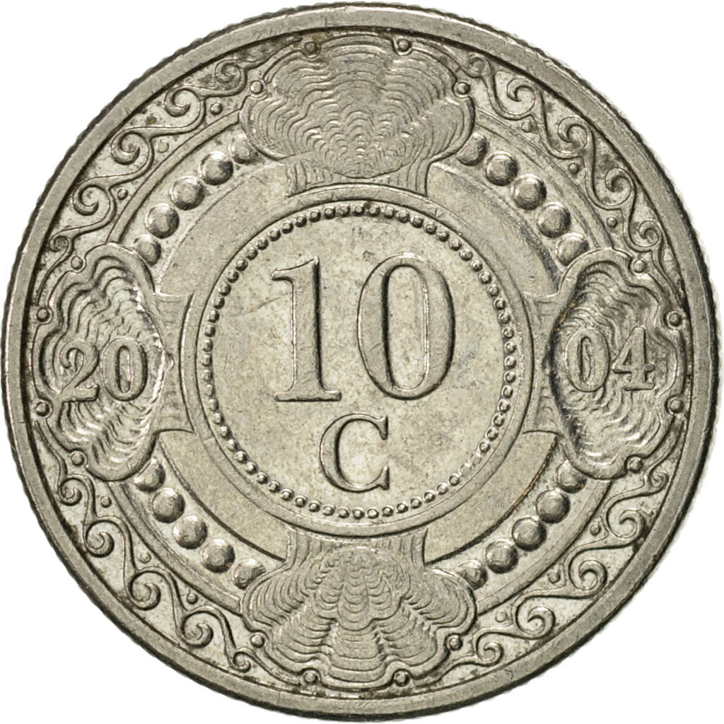 Moneda, Antillas holandesas, Beatrix, 10 Cents, 2004, SC, Níquel aleado con