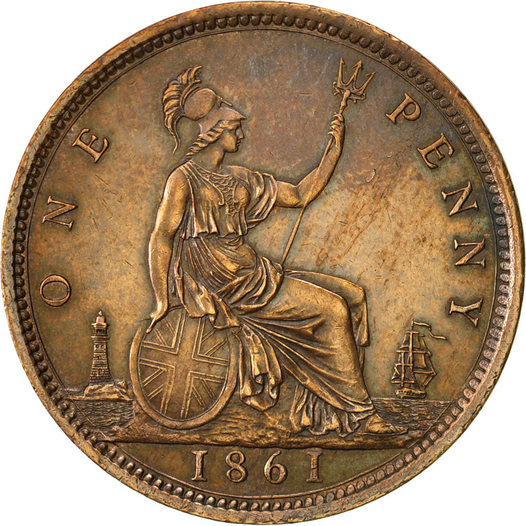 Great Britain, Victoria, Penny, 1861, EF(40-45), Bronze, KM:749.2