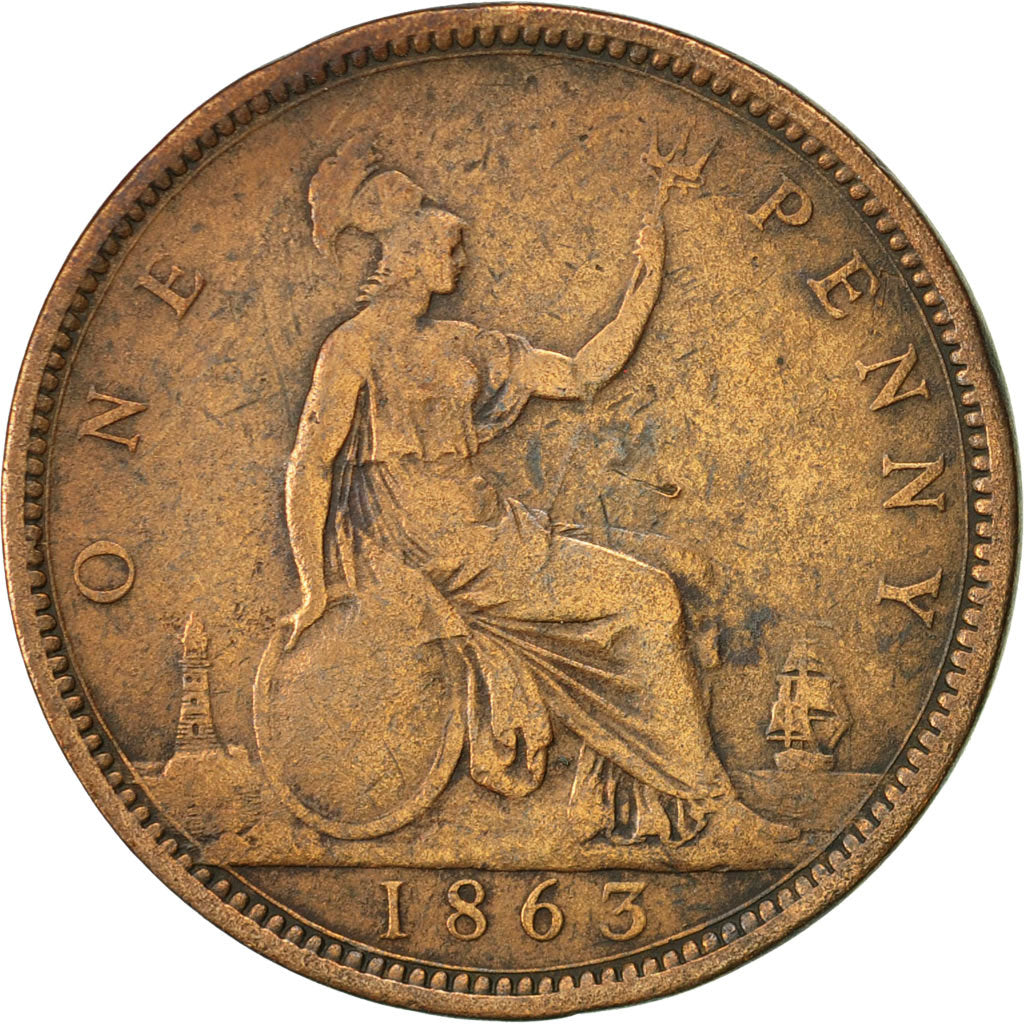 Great Britain, Victoria, Penny, 1863, VF(20-25), Bronze, KM:749.2