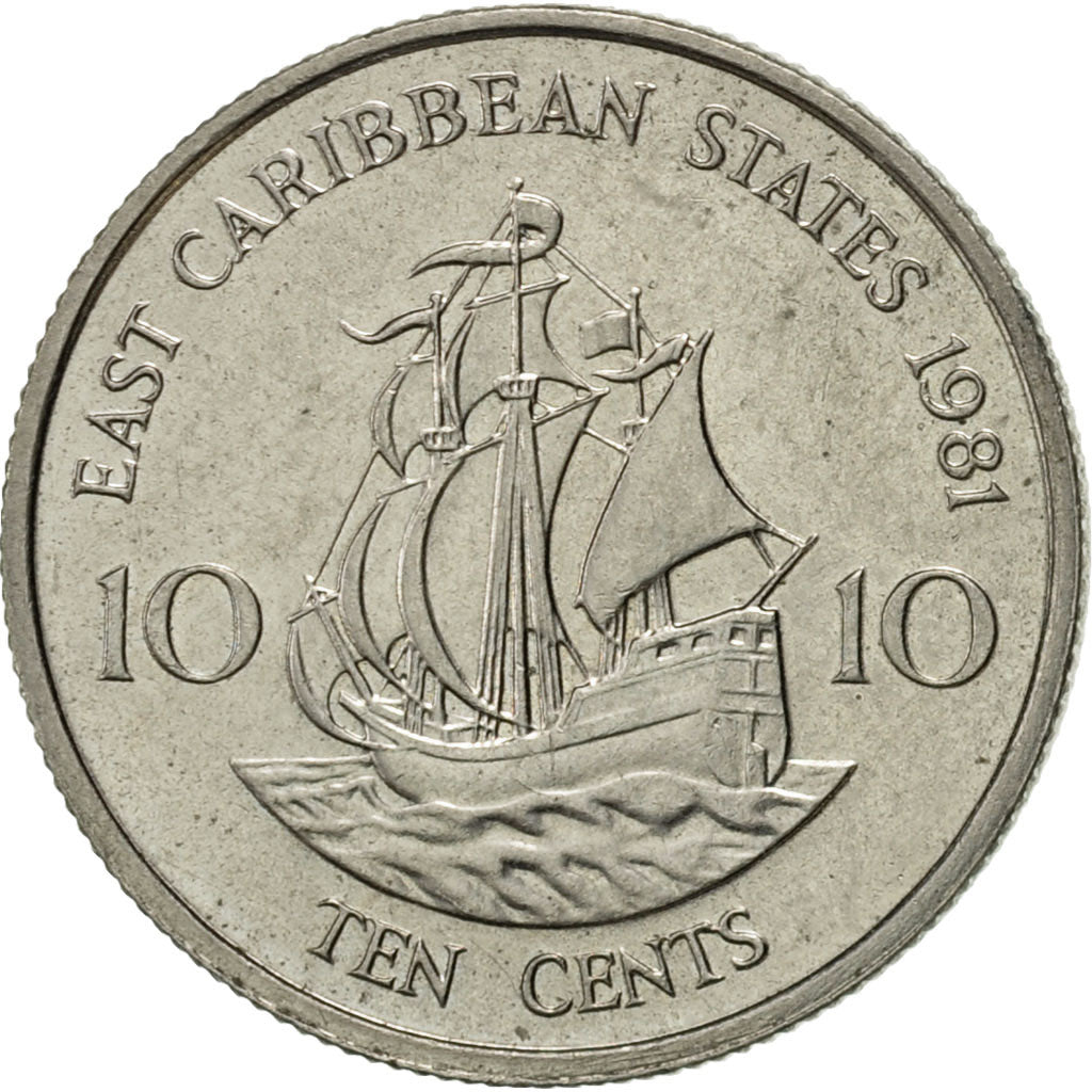 Coin, East Caribbean States, Elizabeth II, 10 Cents, 1981, AU(55-58)