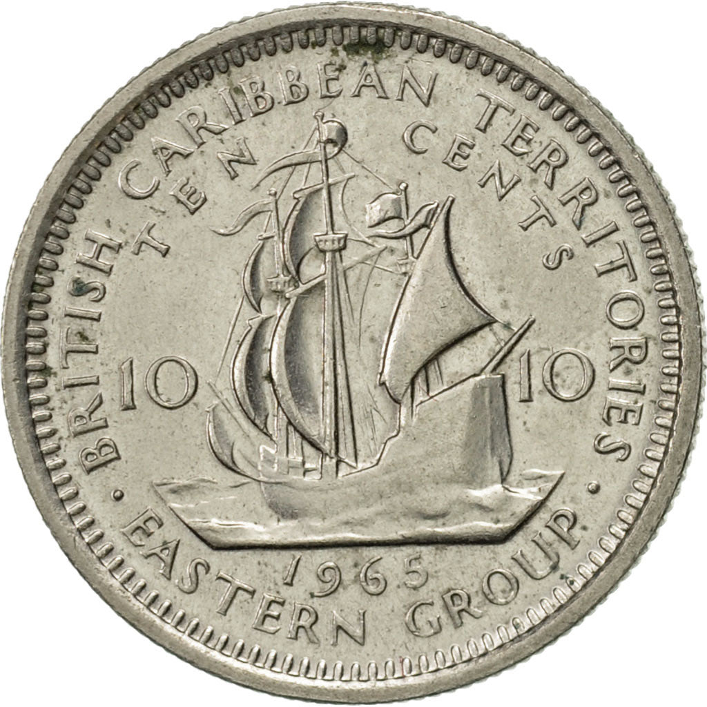 Coin, East Caribbean States, Elizabeth II, 10 Cents, 1965, AU(55-58)