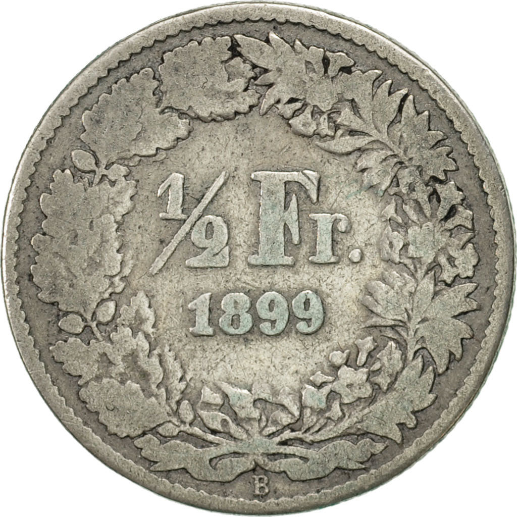 Switzerland, 1/2 Franc, 1899, Bern, VF(20-25), Silver, KM:23