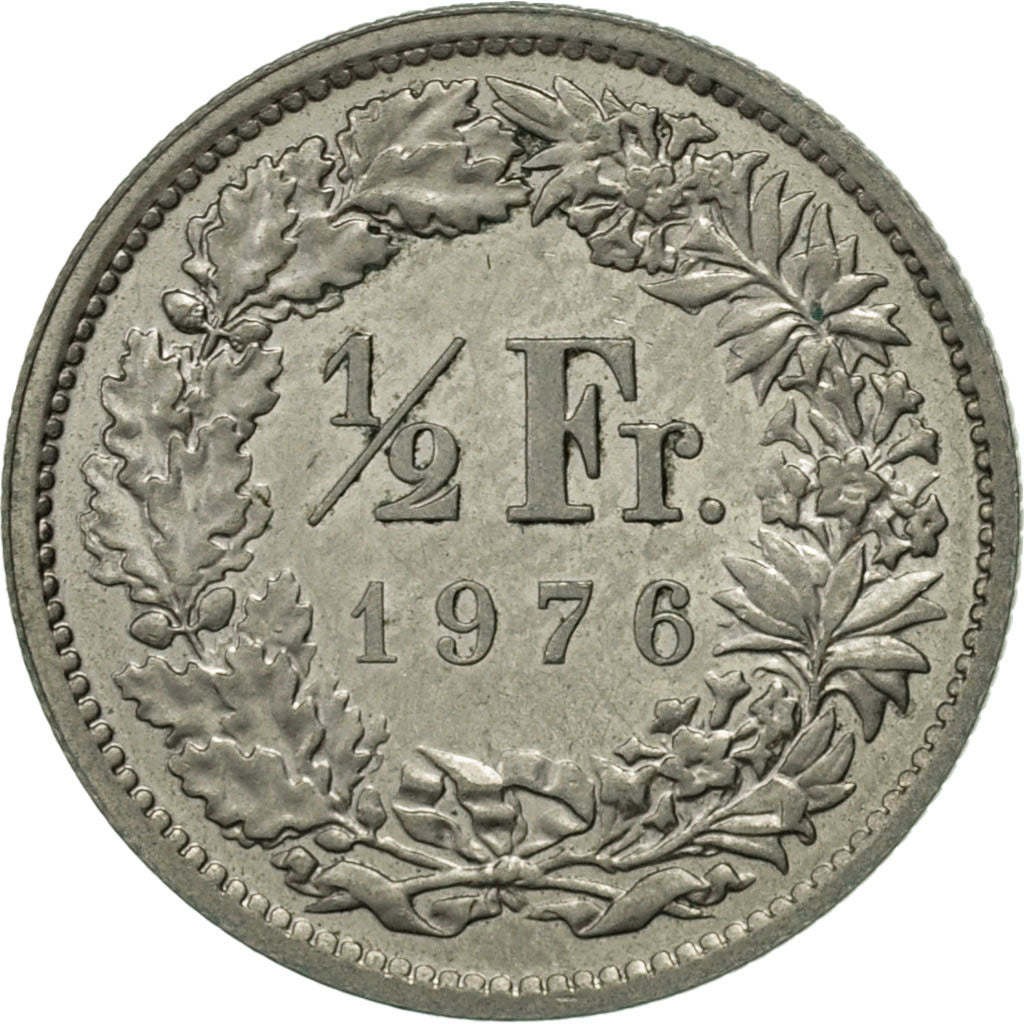 Moneta, Svizzera, 1/2 Franc, 1976, Bern, BB+, Rame-nichel, KM:23a.1