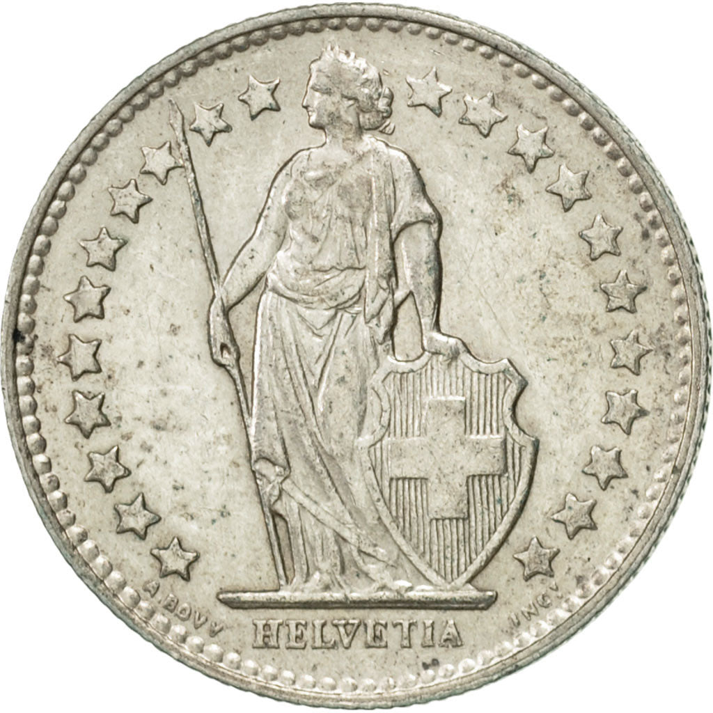 Switzerland, 1/2 Franc, 1953, Bern, AU(55-58), Silver, KM:23