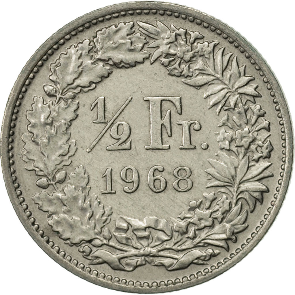 Moneta, Svizzera, 1/2 Franc, 1968, Bern, SPL-, Rame-nichel, KM:23a.1