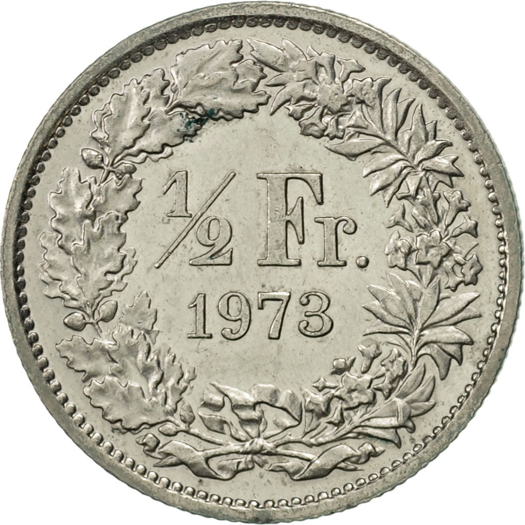 Coin, Switzerland, 1/2 Franc, 1973, Bern, AU(55-58), Copper-nickel, KM:23a.1