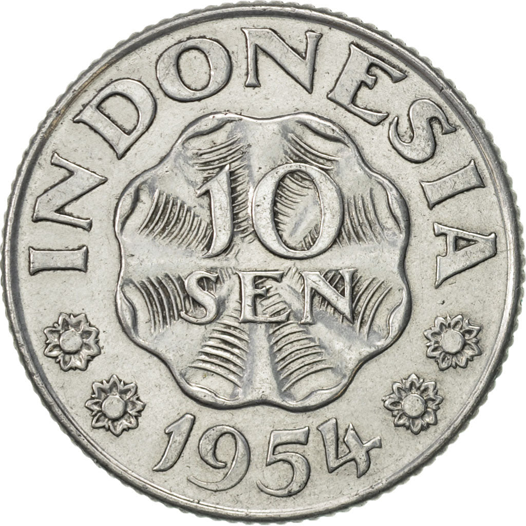 Indonesia, 10 Sen, 1954, AU(55-58), Aluminum, KM:6