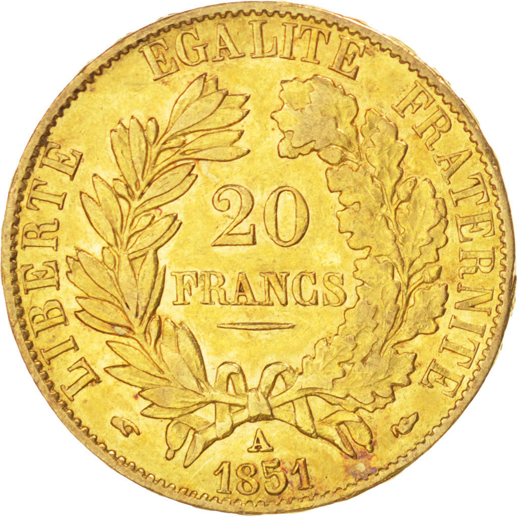 Francia, Cérès, 20 Francs, 1851, Paris, SPL-, Oro, KM:762, Gadoury:1059