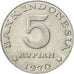 Monnaie, Indonésie, 5 Rupiah, 1970, SUP, Aluminium, KM:22