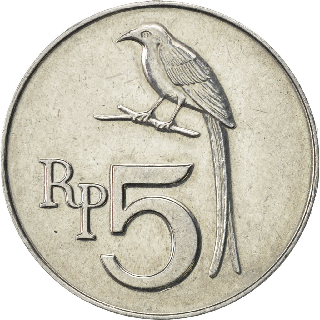 Coin, Indonesia, 5 Rupiah, 1970, AU(55-58), Aluminum, KM:22