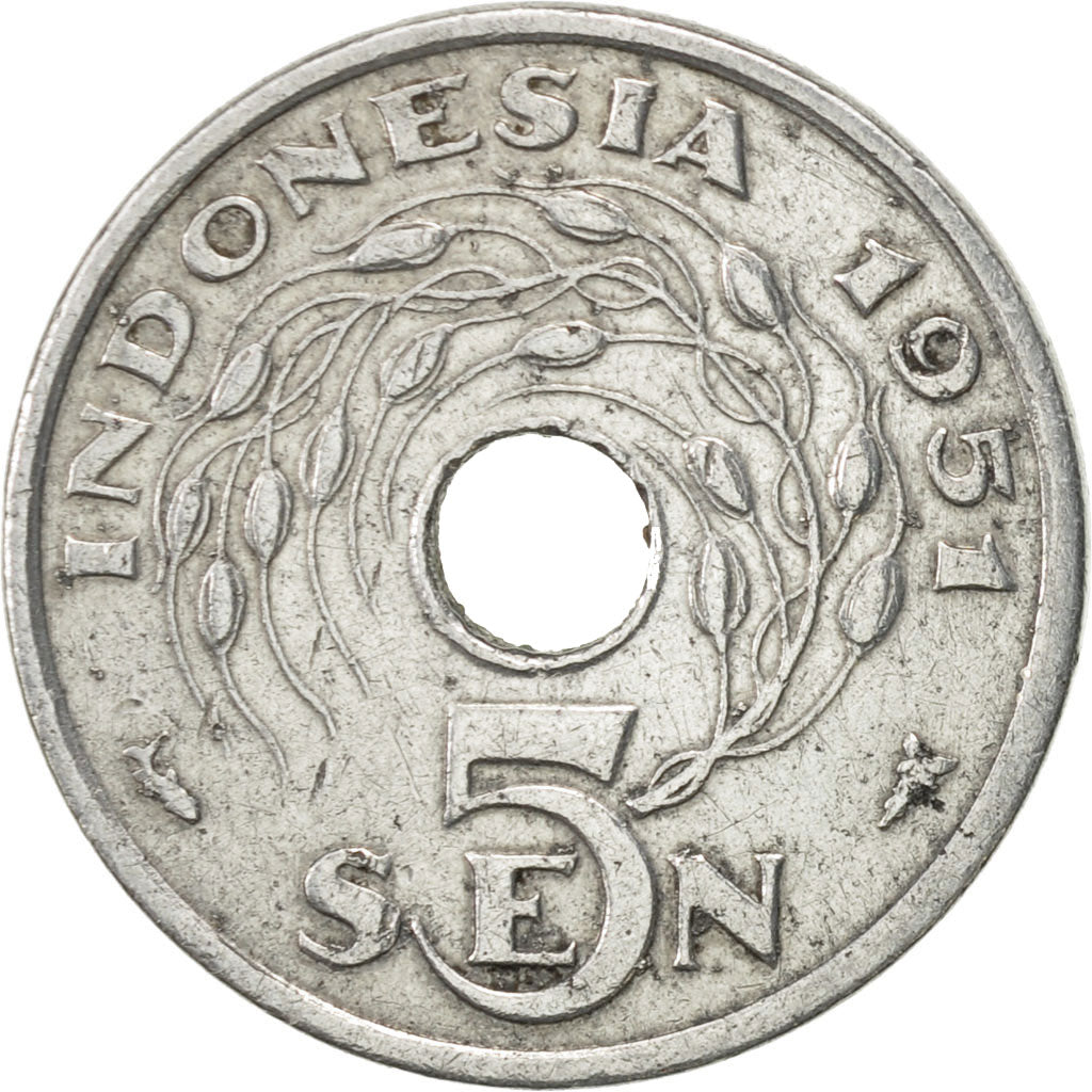 Indonesia, 5 Sen, 1951, EF(40-45), Aluminum, KM:5