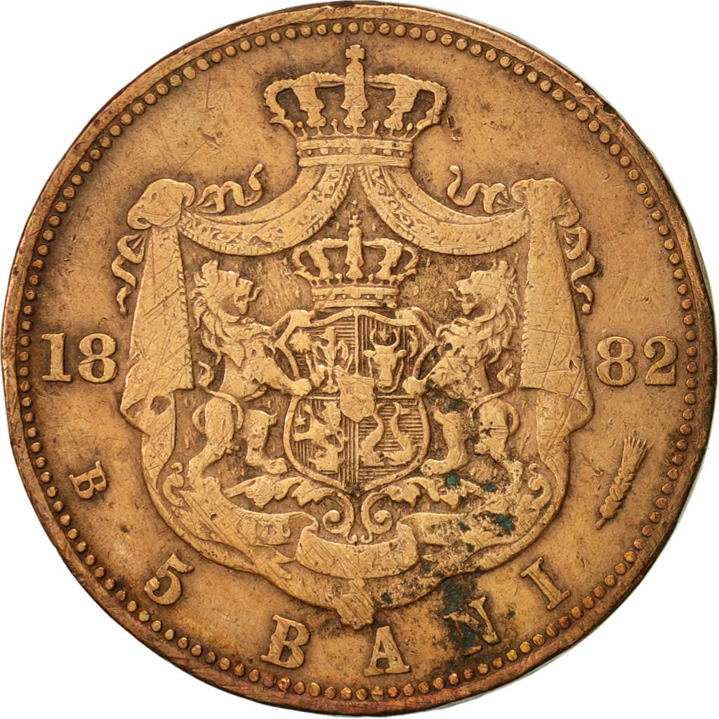 Romania, Carol I, 5 Bani, 1882, EF(40-45), Copper, KM:19