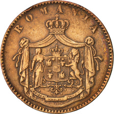 Romania, Carol I, 5 Bani, 1867, EF(40-45), Copper, KM:3.1