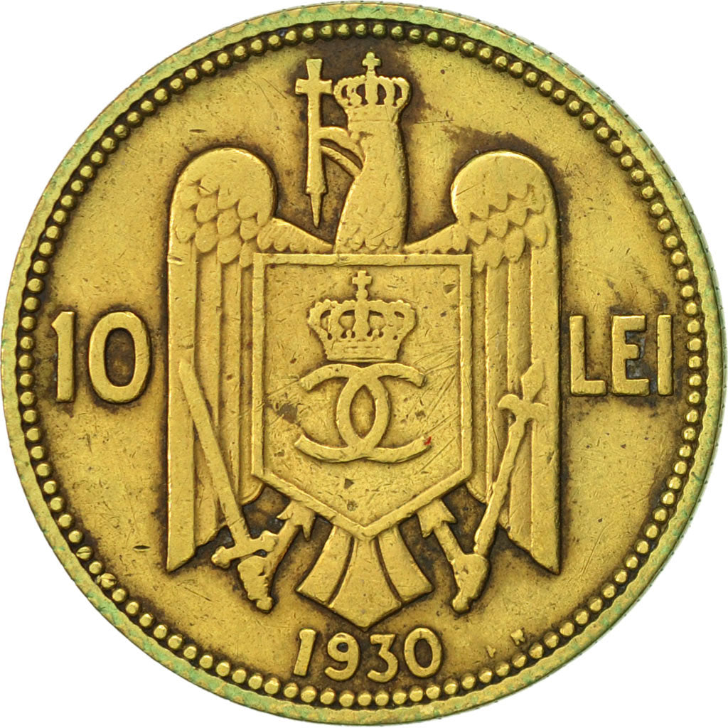 Romania, Carol II, 10 Lei, 1930, EF(40-45), Nickel-brass, KM:49