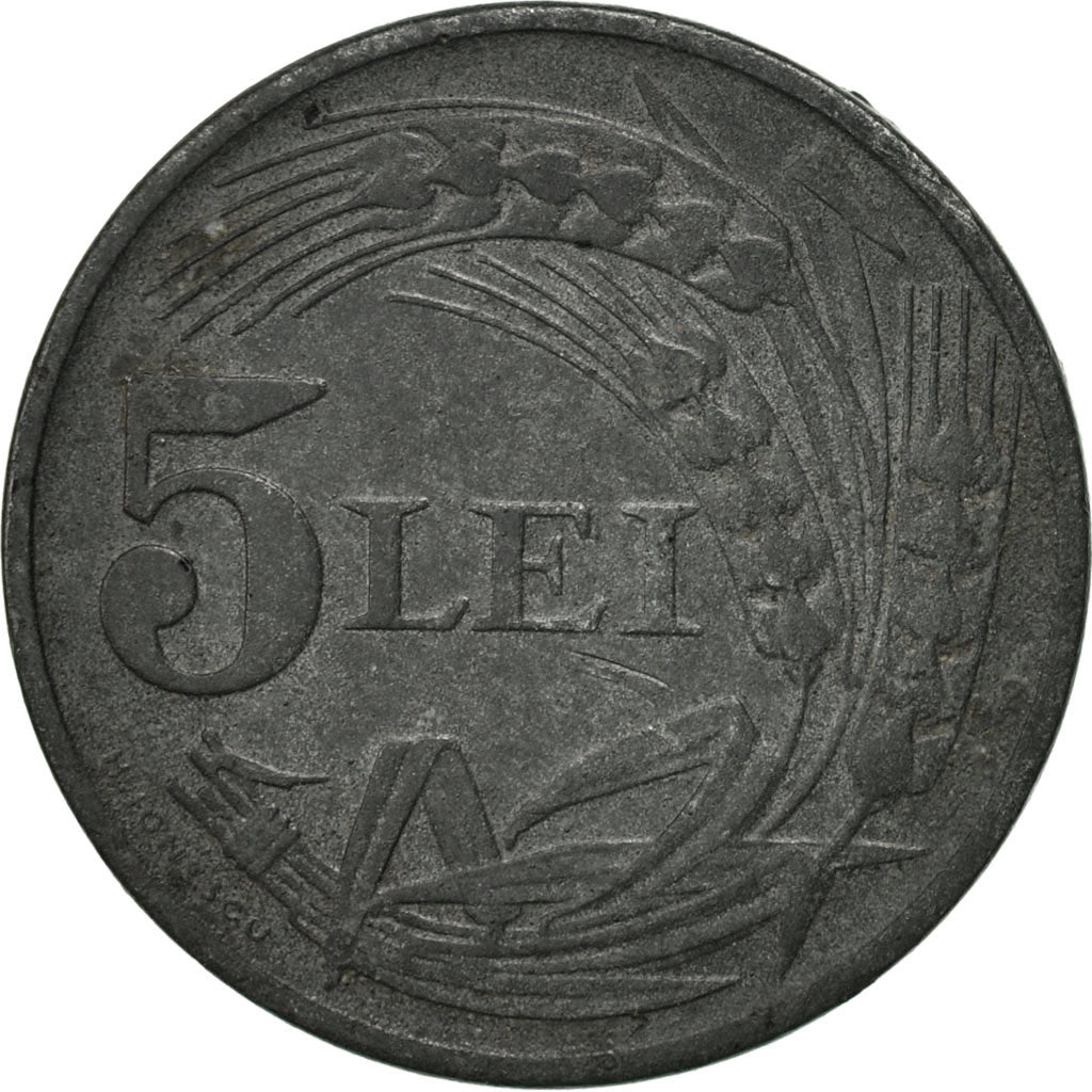 Moneta, Romania, Mihai I, 5 Lei, 1942, MB, Zinco, KM:61