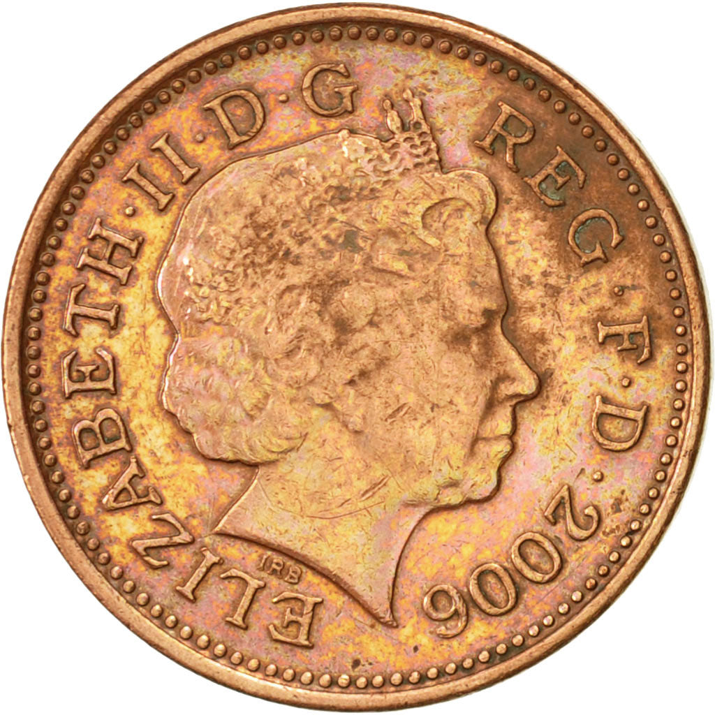 Coin, Great Britain, Elizabeth II, Penny, 2006, AU(50-53), Copper Plated Steel