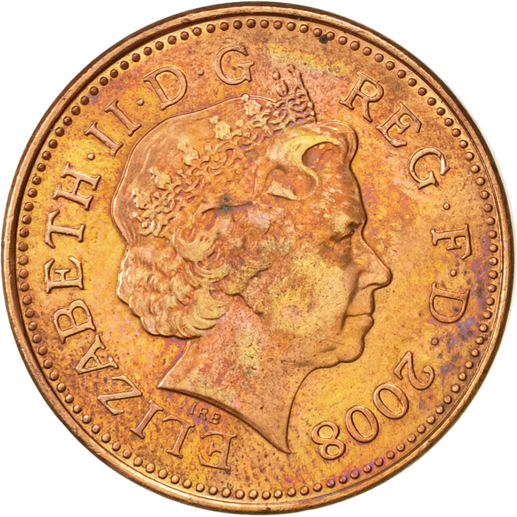 Coin, Great Britain, Elizabeth II, Penny, 2008, AU(50-53), Copper Plated Steel
